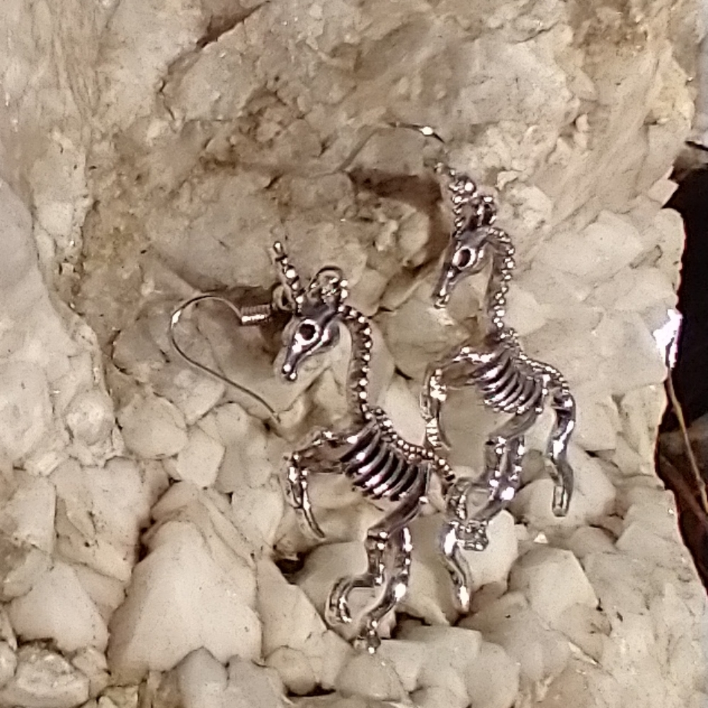 Unicorn Skeleton Earrings